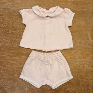 Jacadi Soft Pink NB Set With White Piping